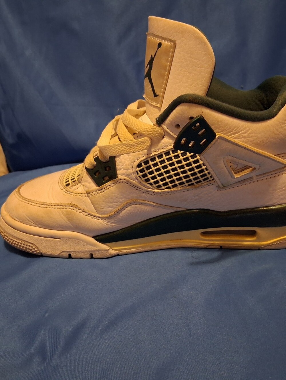 Jordan Air Jordan 4 Kids Mid Top Lace-Up Leather White/Green US 5 FQ8213-103 - Picture 2 of 7